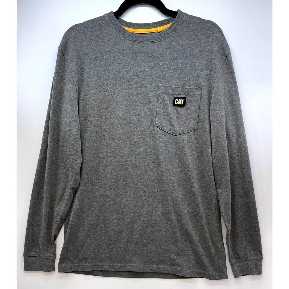 CAT Long Sleeve Pocket Tee Heather Gray Sz M Workwear Utility Minimalist